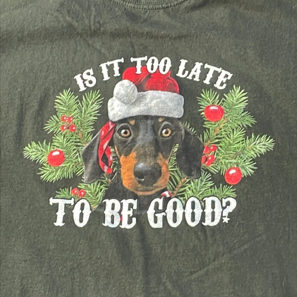 Gildan Tops - Dachshund Christmas Graphic T-shirt unisex Weiner Dog Holiday Size L